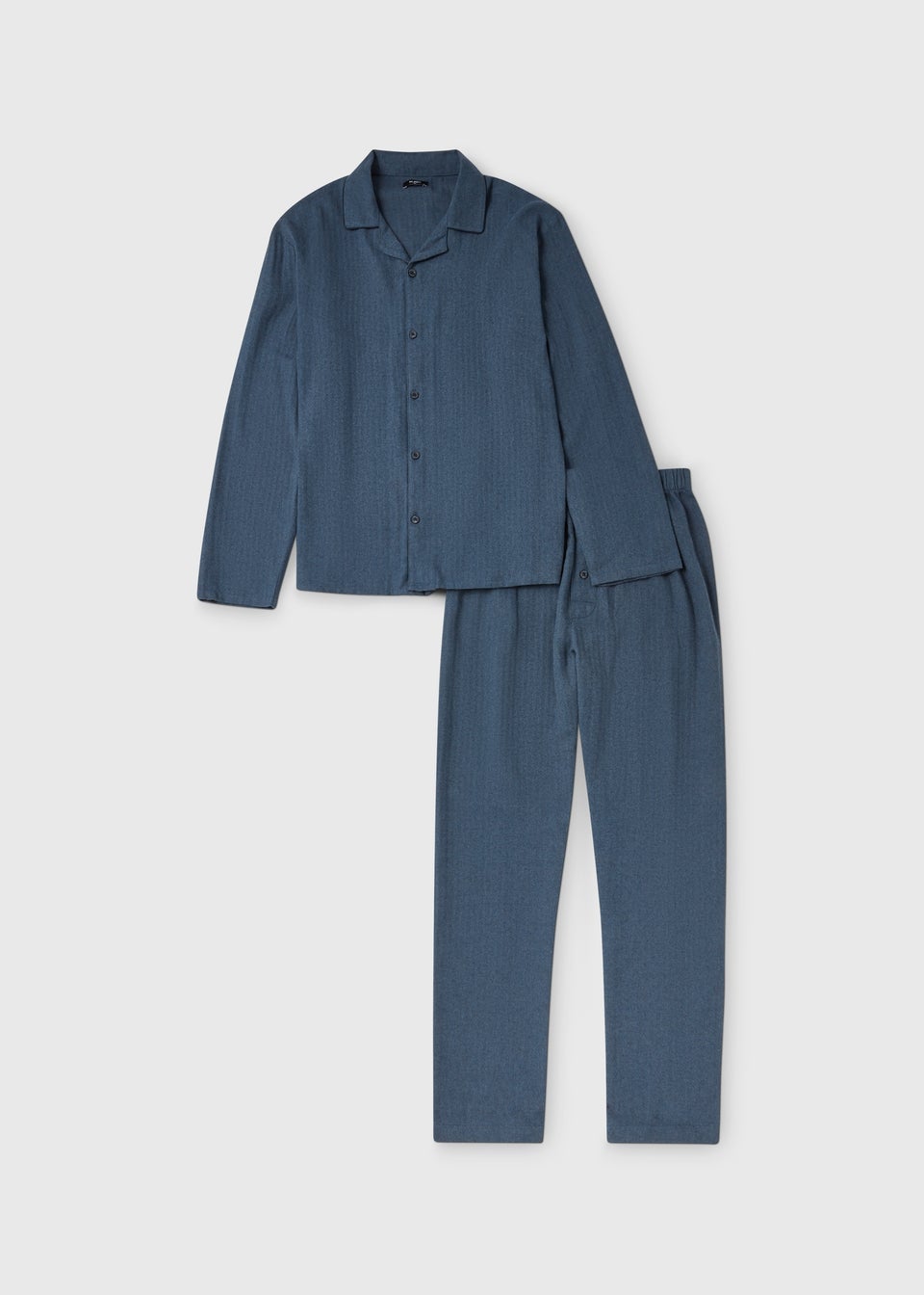 Navy Brushed Woven Pyjama Set