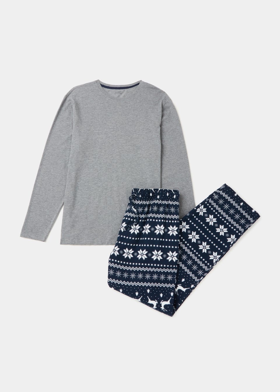Grey & Navy Fair Isle Pyjama Gift Set