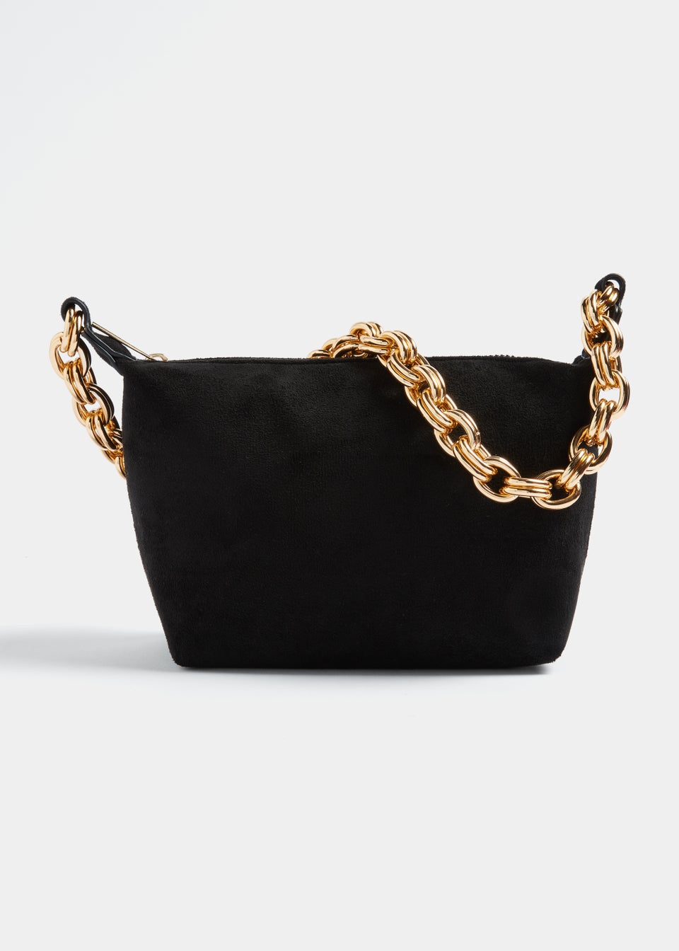 Black Suede Chain Shoulder Bag - Matalan