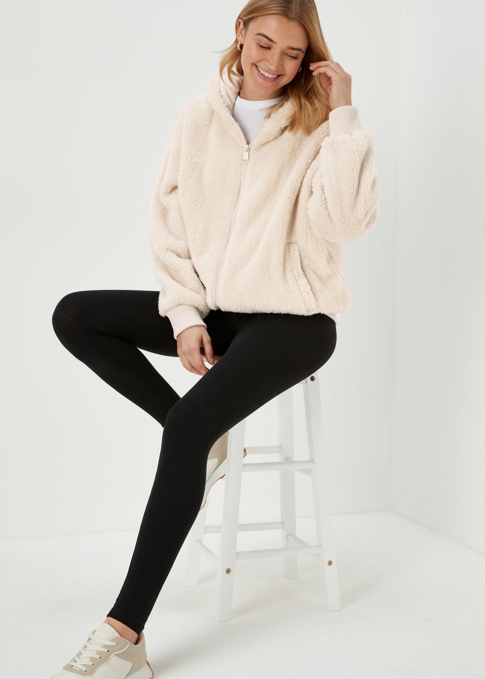 Teddy fleece zip discount hoodie