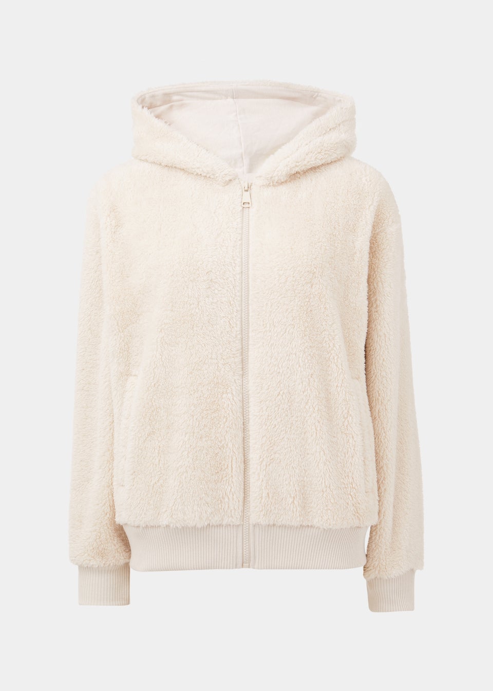 Ivory Teddy Fleece Zip Up Hoodie Matalan