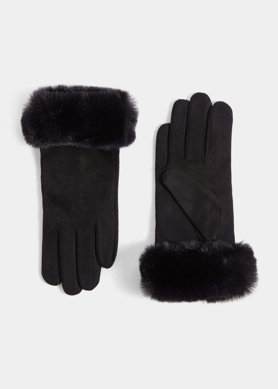Black Faux Fur Gloves