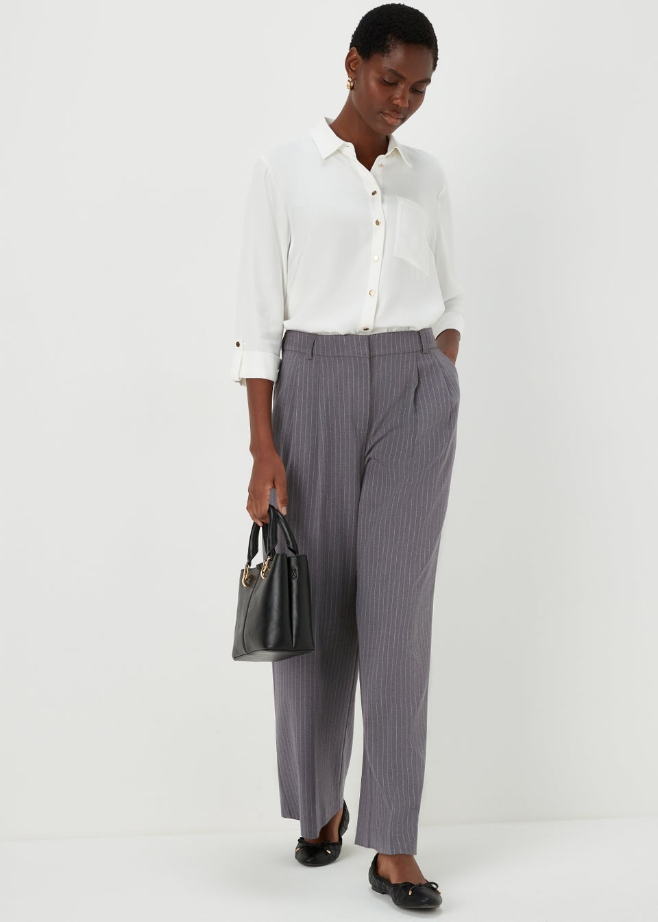 Et Vous Grey Pinstripe PVL Trousers - Matalan