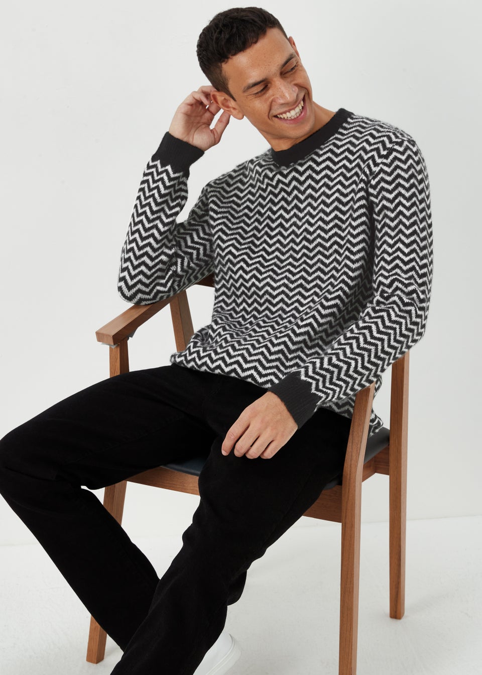Black Zig Zag Print Sweatshirt