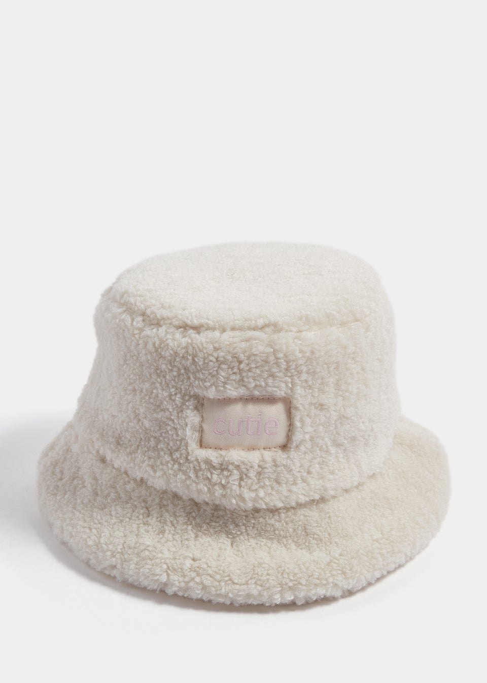 Girls Cream Borg Cutie Bucket Hat (3-10yrs) - Matalan