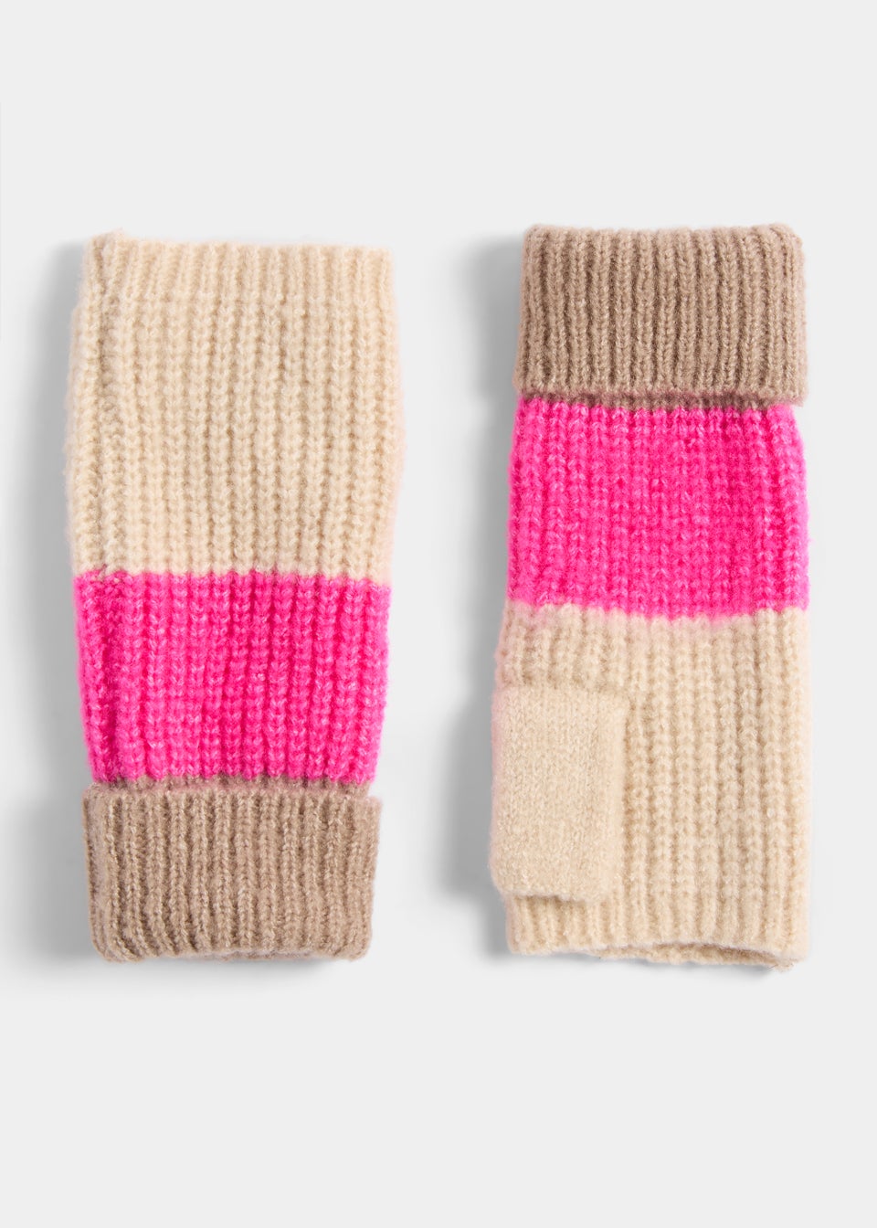 Pink & Beige Fingerless Gloves