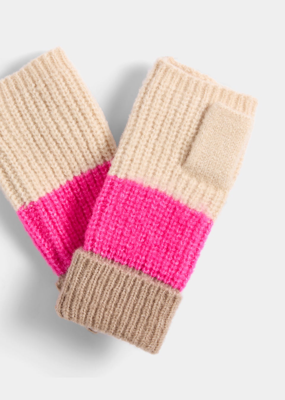Pink & Beige Fingerless Gloves