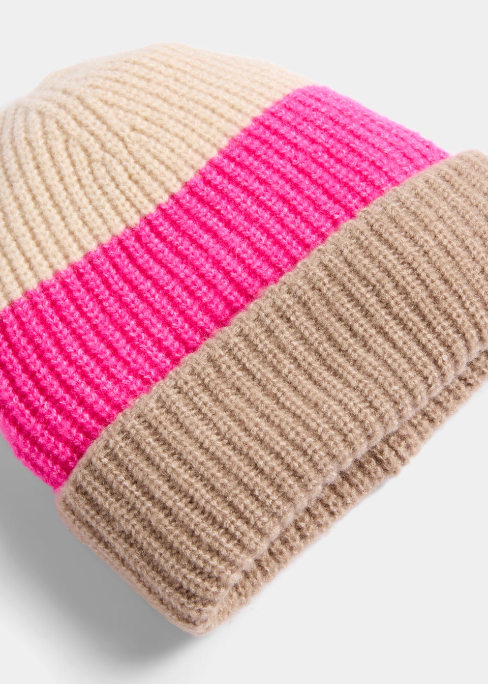 Pink & Beige Beanie Hat