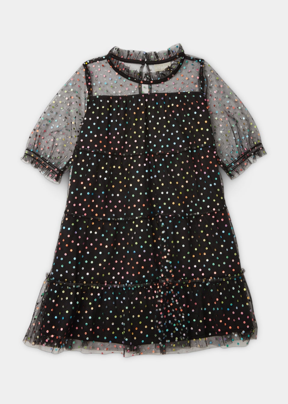 Girls Black Organza Spot Dress (4-12yrs)