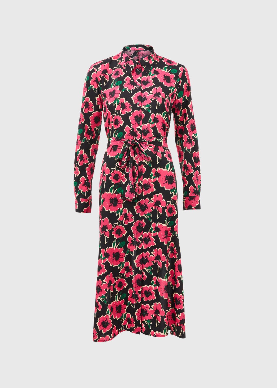 JDY Caine Pink Floral Midi Shirt Dress