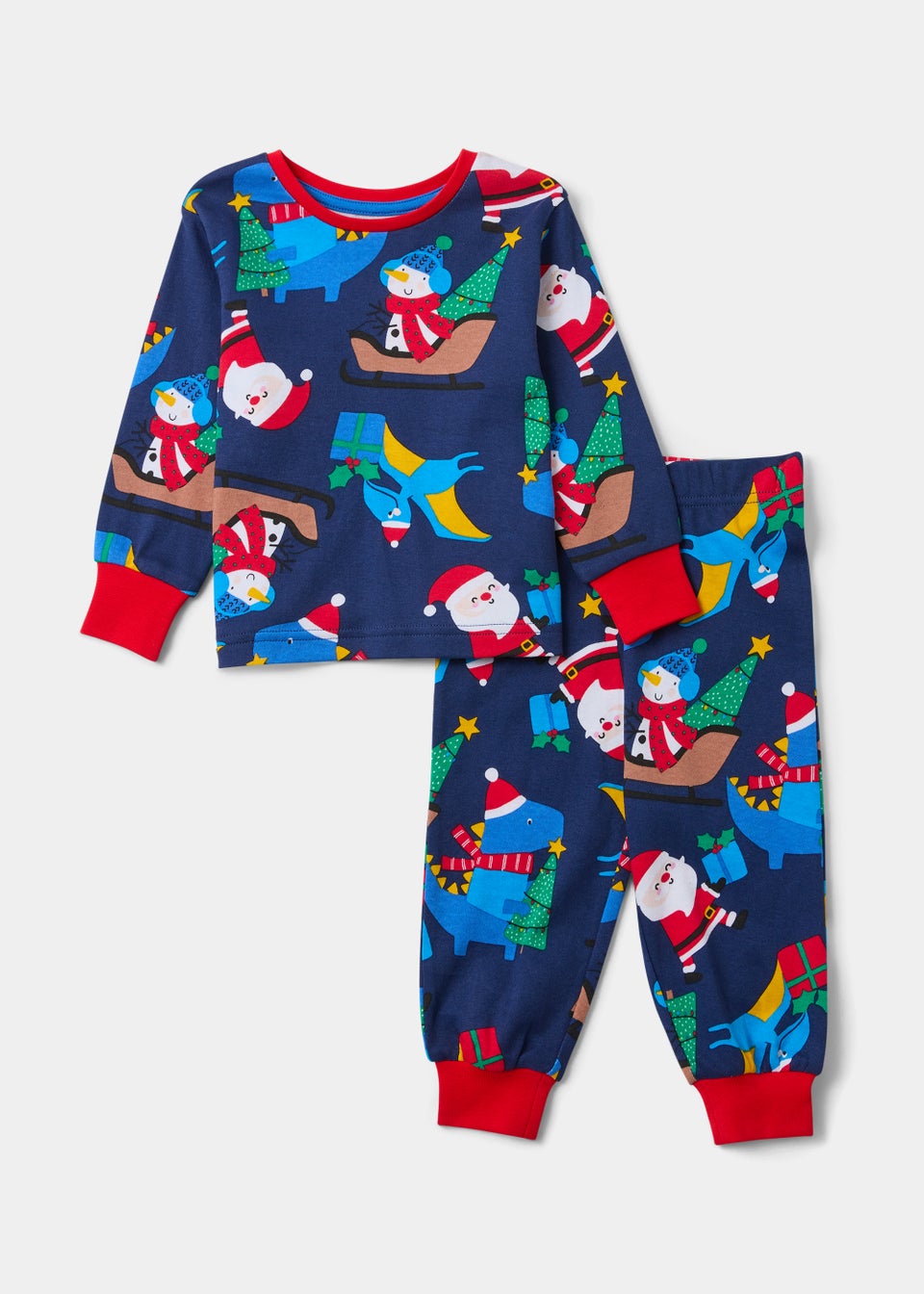 Boys Navy Christmas Print Pyjama Set (9mths-5yrs)