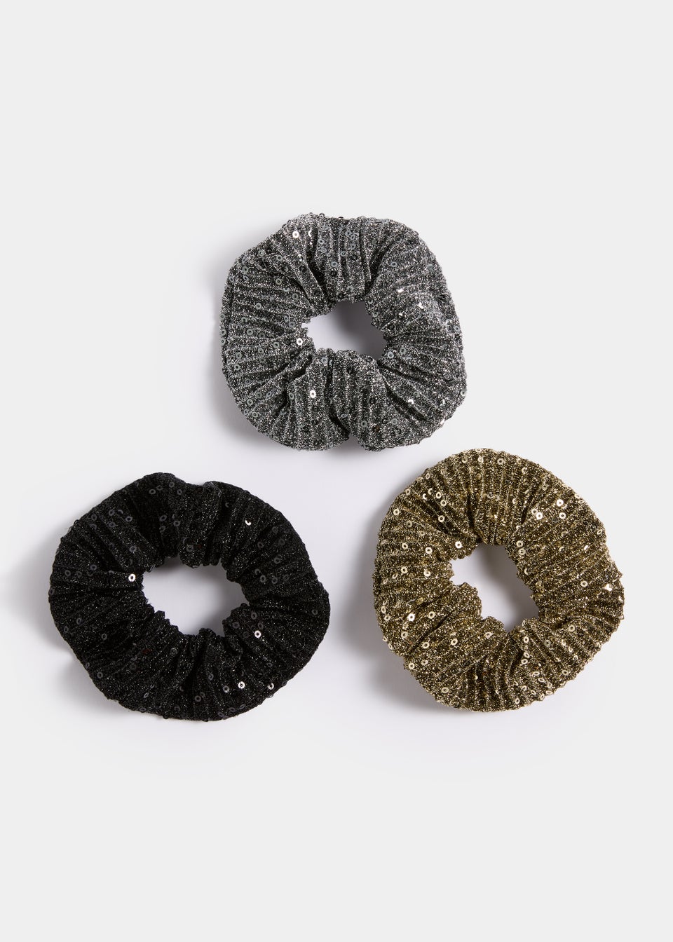 3 Piece Multicoloured Sequin Scrunchies