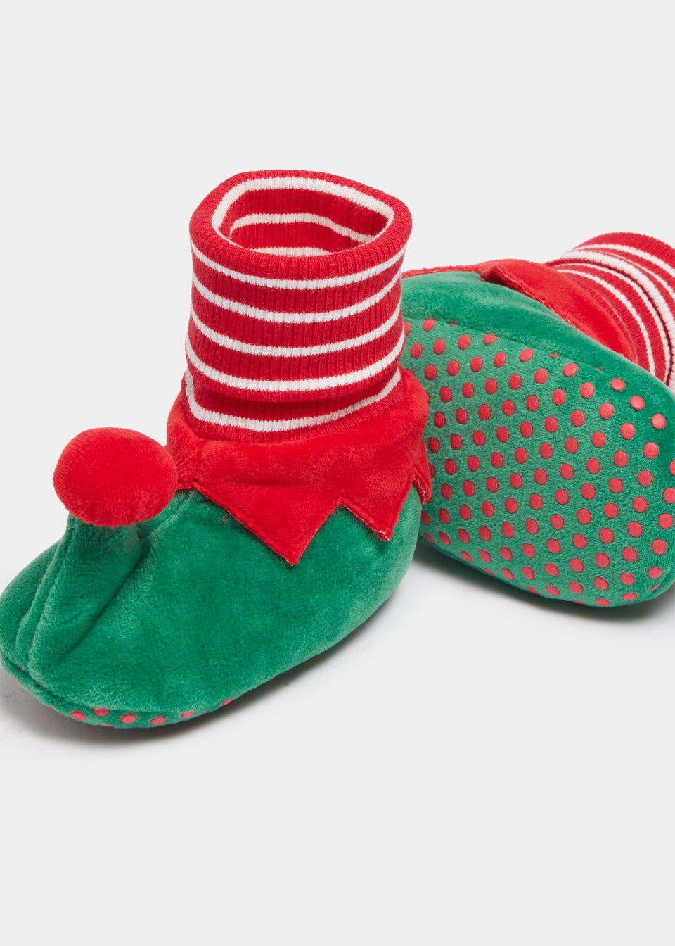 Green & Red Christmas Elf Soft Sole Baby Boots (Newborn-18mths)