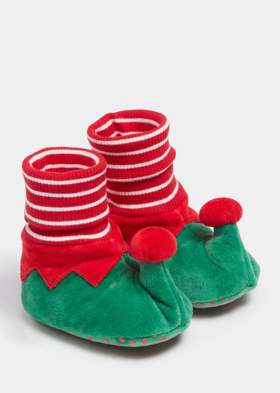 Green & Red Christmas Elf Soft Sole Baby Boots (Newborn-18mths)