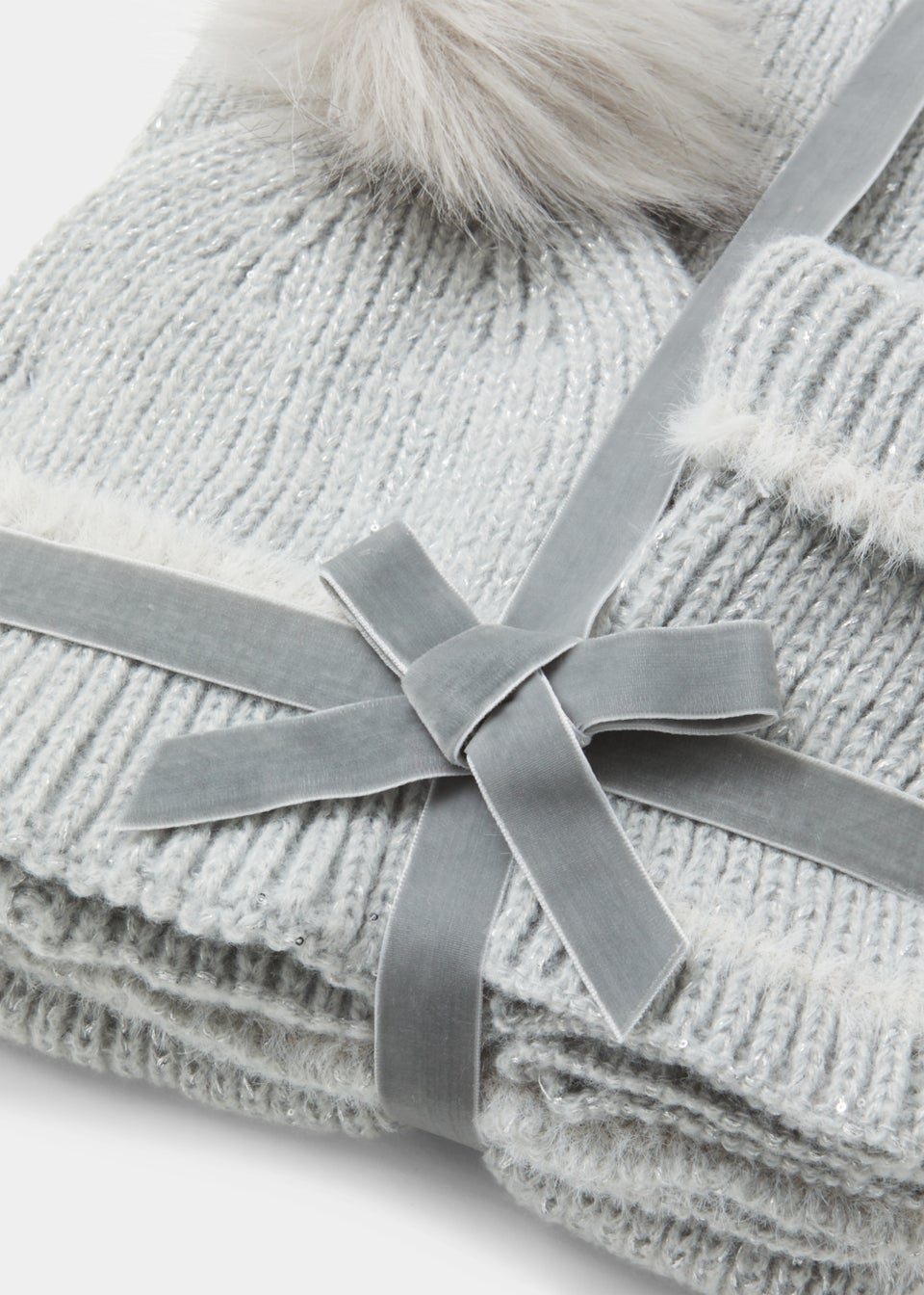 Grey bobble hat and scarf hot sale