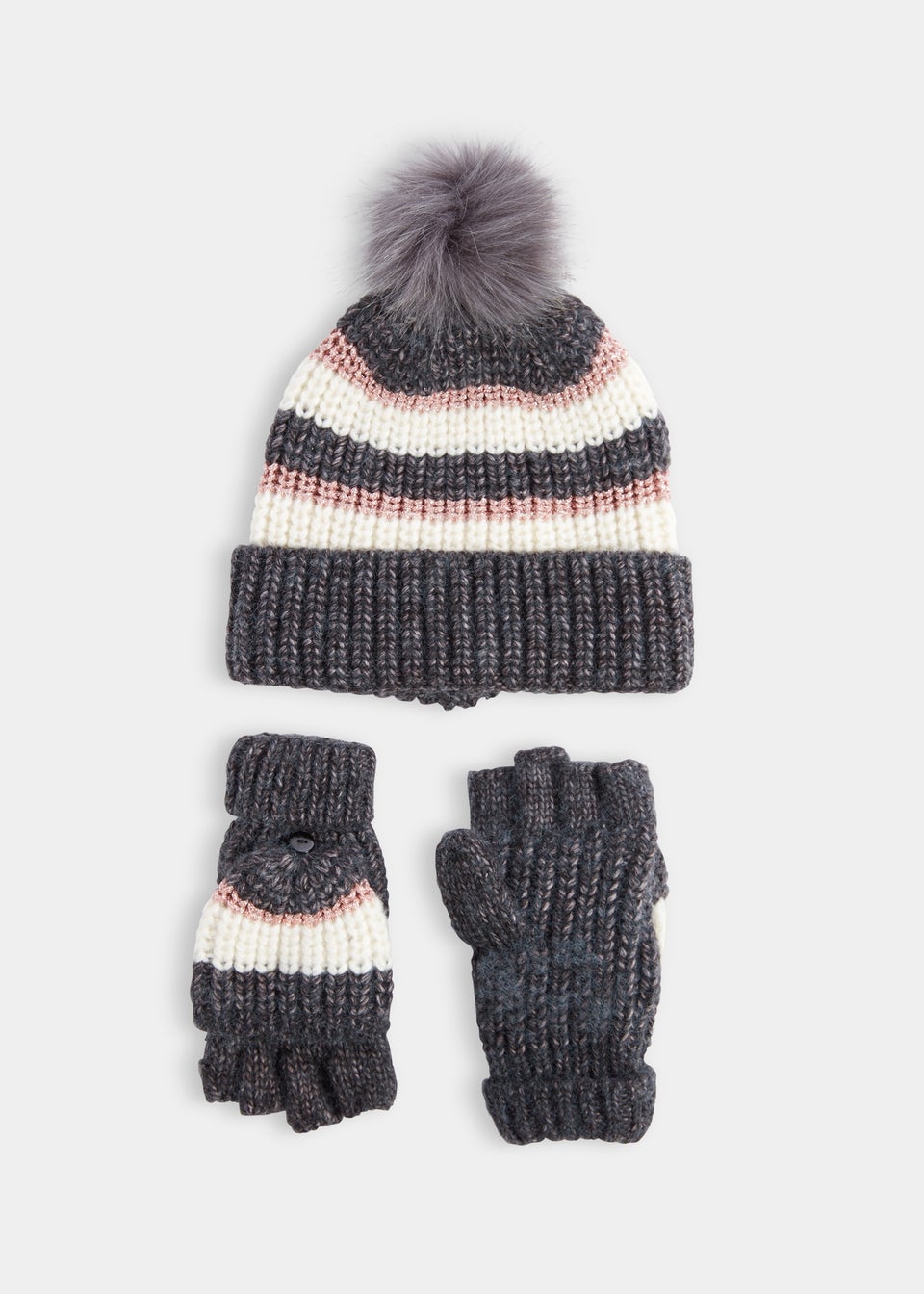 Multicoloured Metallic Stripe Flip Mittens