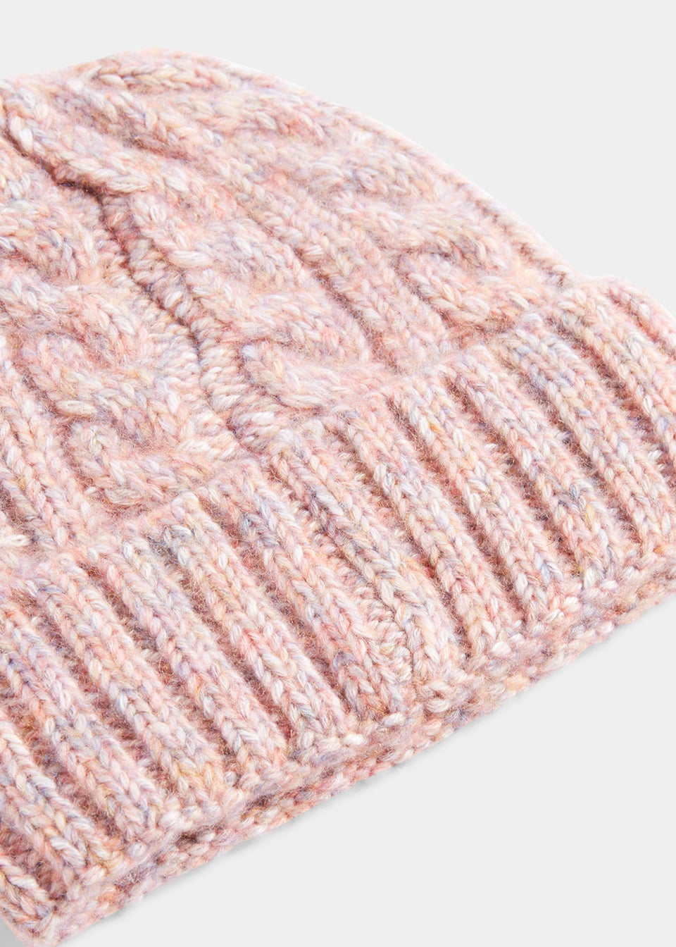 Pink Chunky Cable Knit Beanie Hat