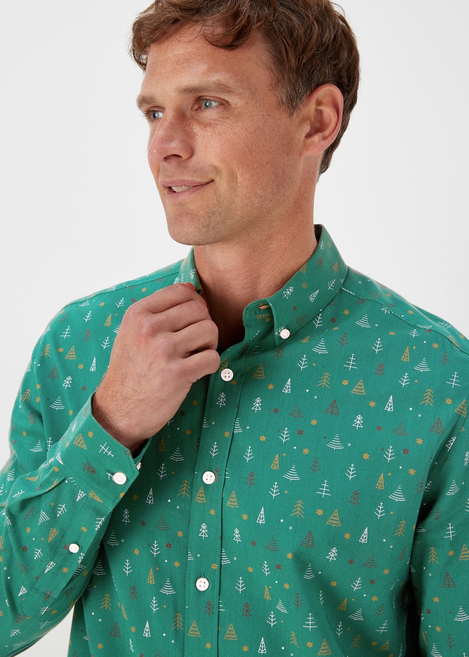 Green Christmas Print Long Sleeve Shirt