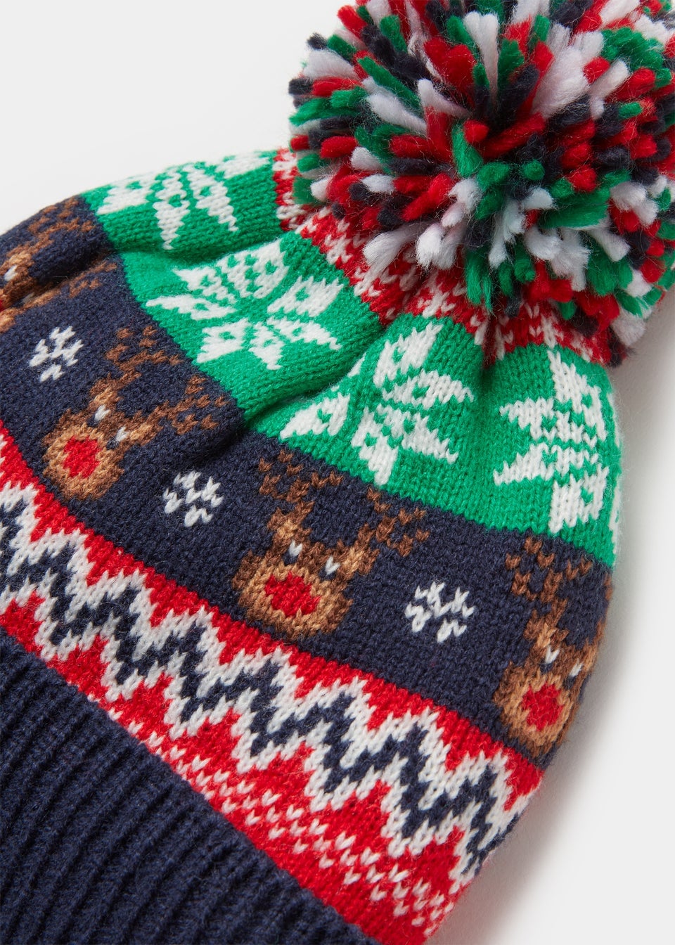 Navy Christmas Reindeer Bobble Hat Matalan