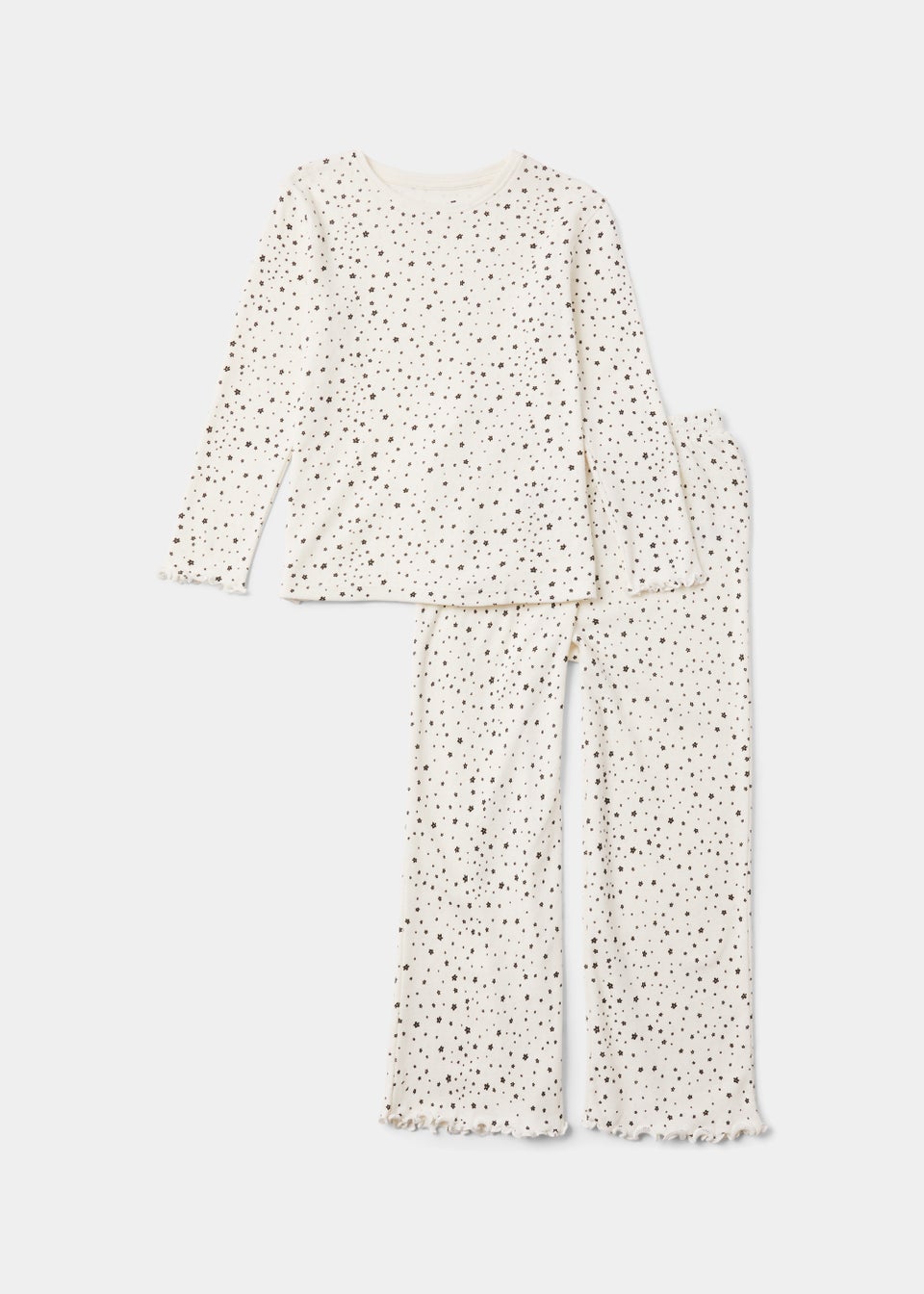 Girls Cream Floral Pointelle Wide Leg Pyjama Set (4-12yrs)