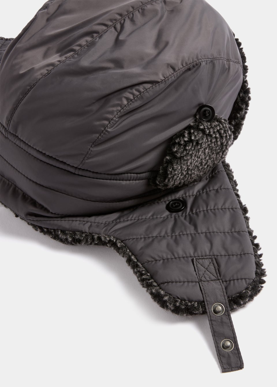 Charcoal Quilted Trapper Cap