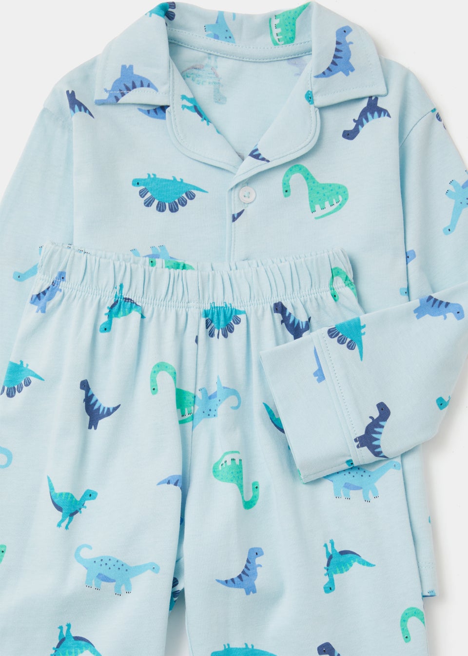 Boys Blue Dinosaur Button Up Pyjama Set (9mths-5yrs)