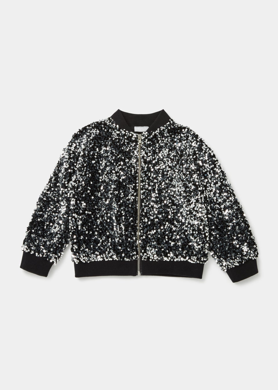 Girls Silver Sequin Bomber Jacket (4-13yrs)