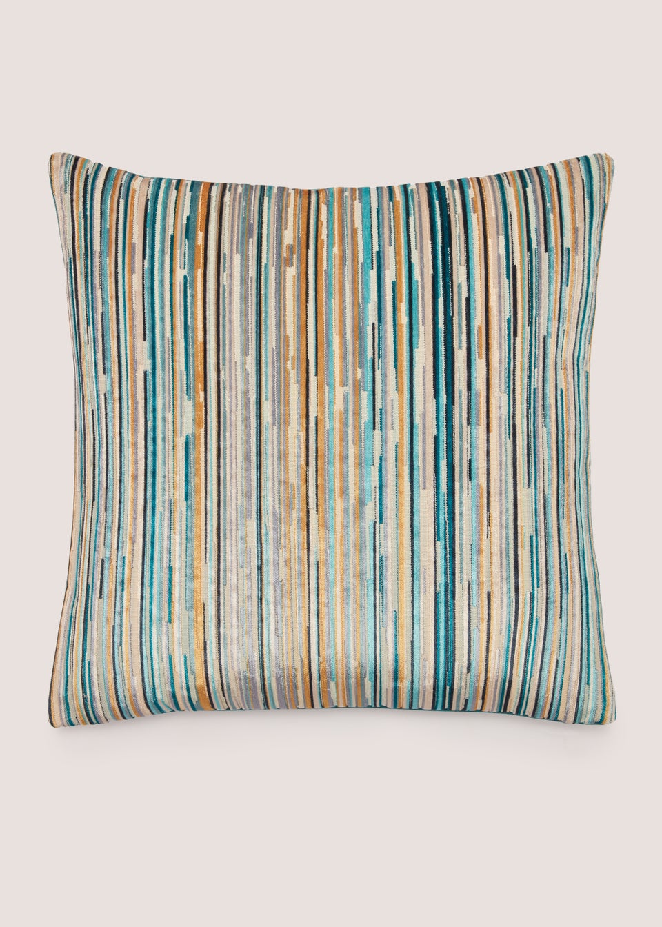 Teal Stripe Velvet Cushion (43cm x 43cm)