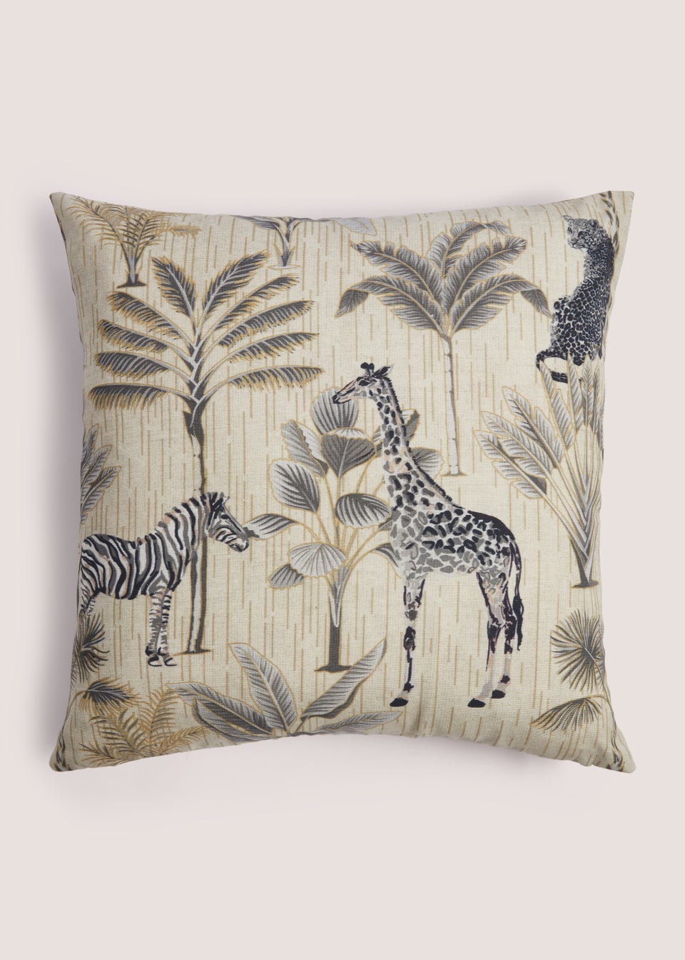 Monochrome Jungle Animal Print Cushion (43cm x 43cm)