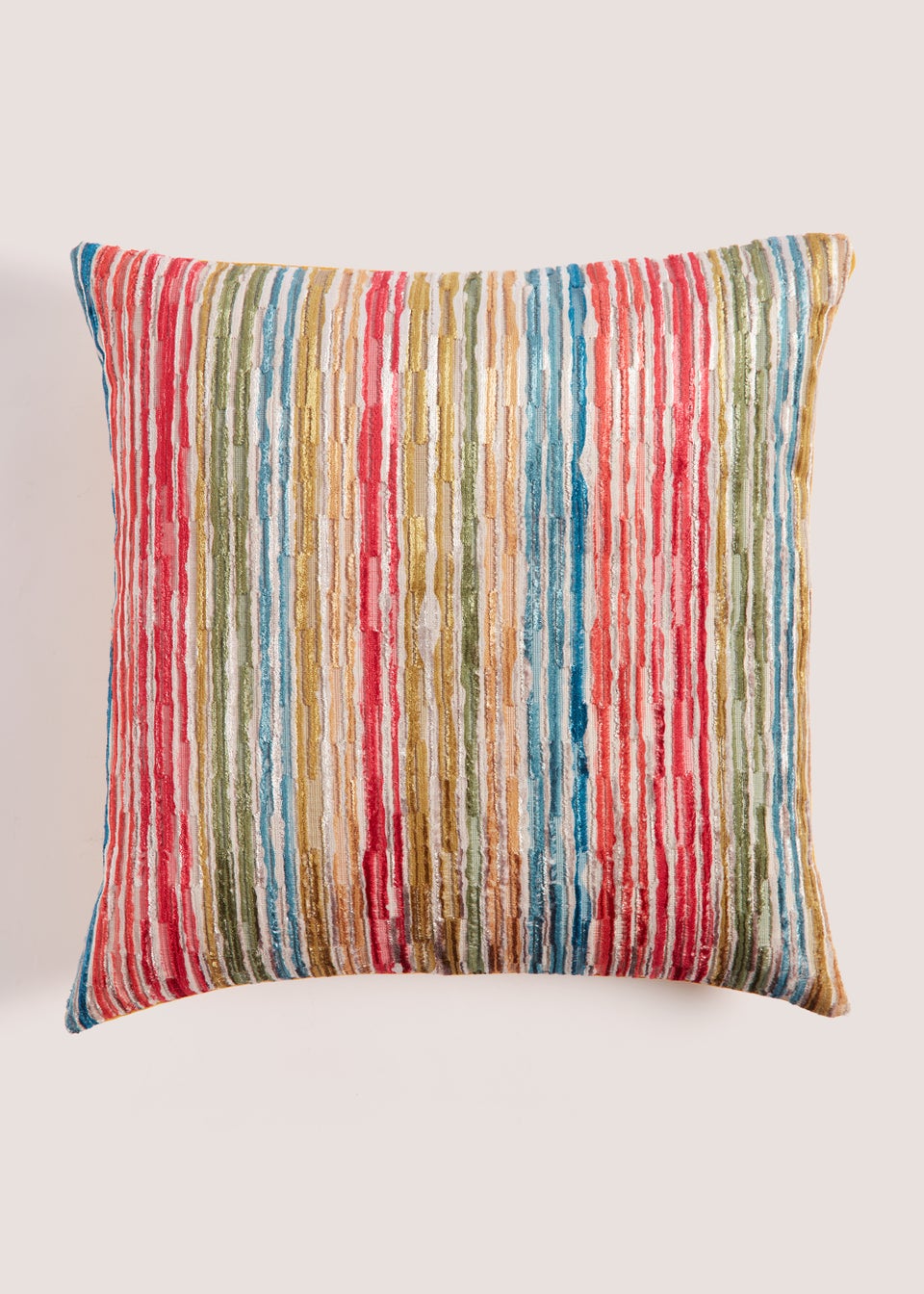 Ochre Stripe Velvet Cushion (43cm x 43cm)
