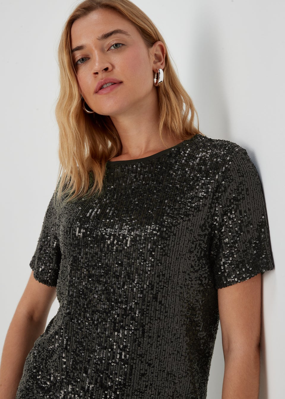 Black Sequin T-Shirt - Matalan