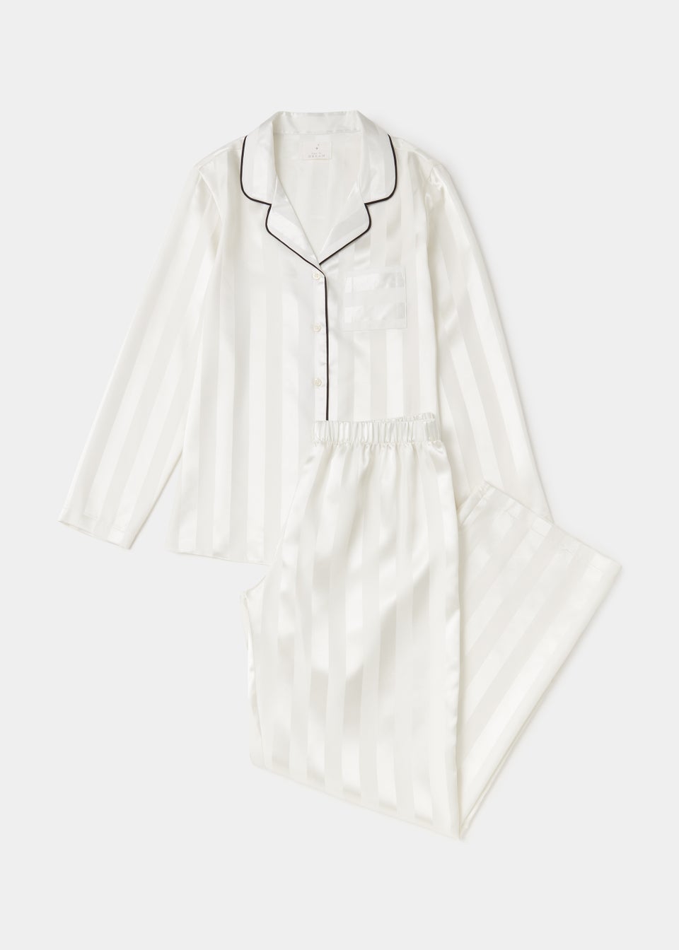 Cream Stripe Jacquard Satin Pyjama Set Matalan