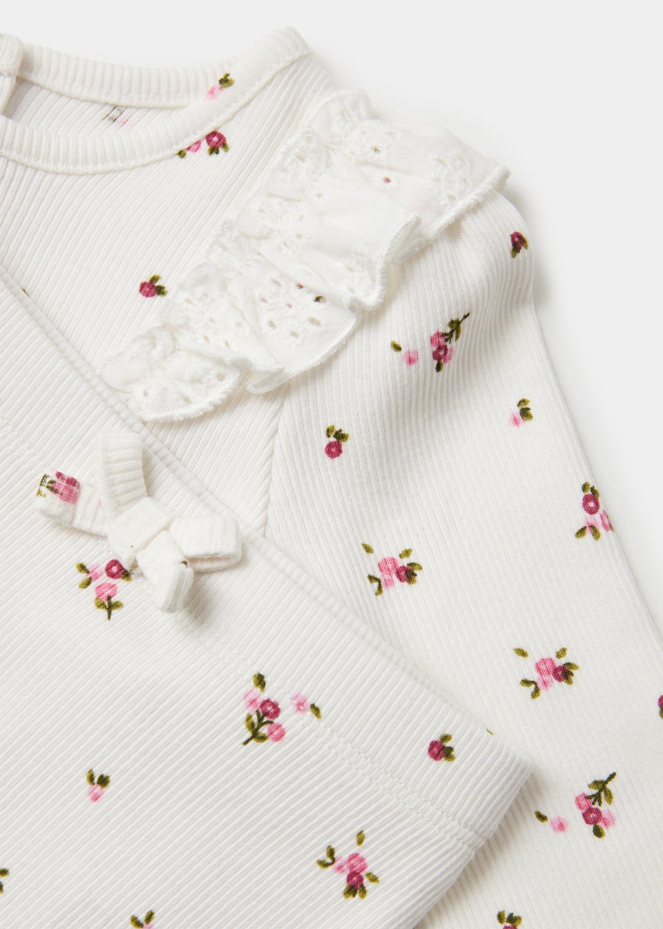 Baby Cream Floral Print Ribbed Sweatshirt & Leggings Set (Newborn-23mths)