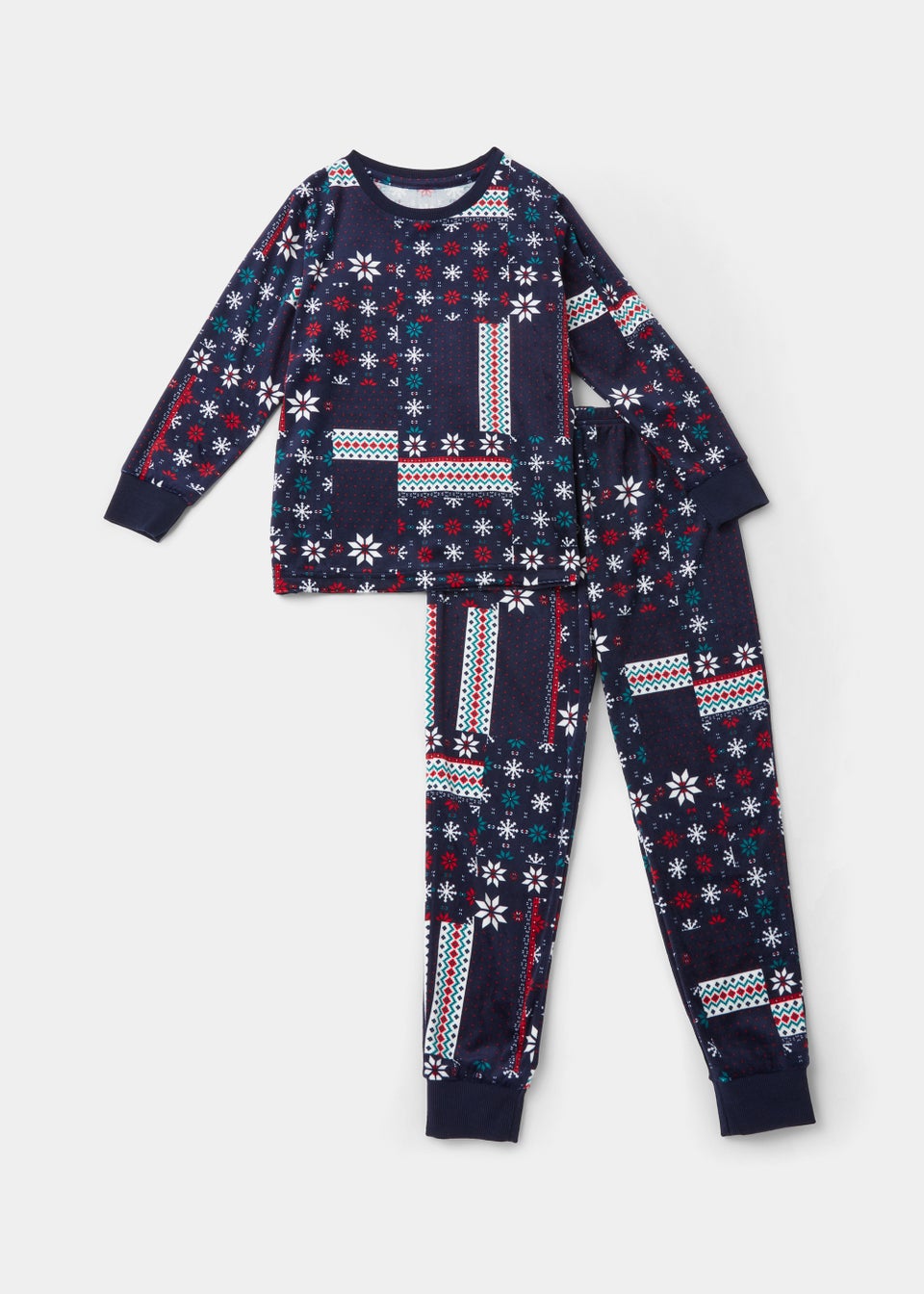 Kids Navy Patchwork Print Pyjama Set (4-12yrs)