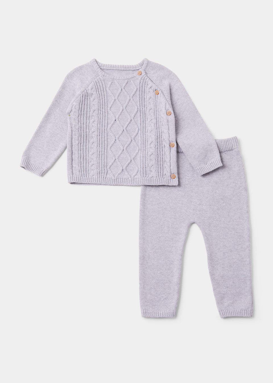 Baby Grey Cable Knit Sweatshirt & Leggings Set (Newborn-23mths)