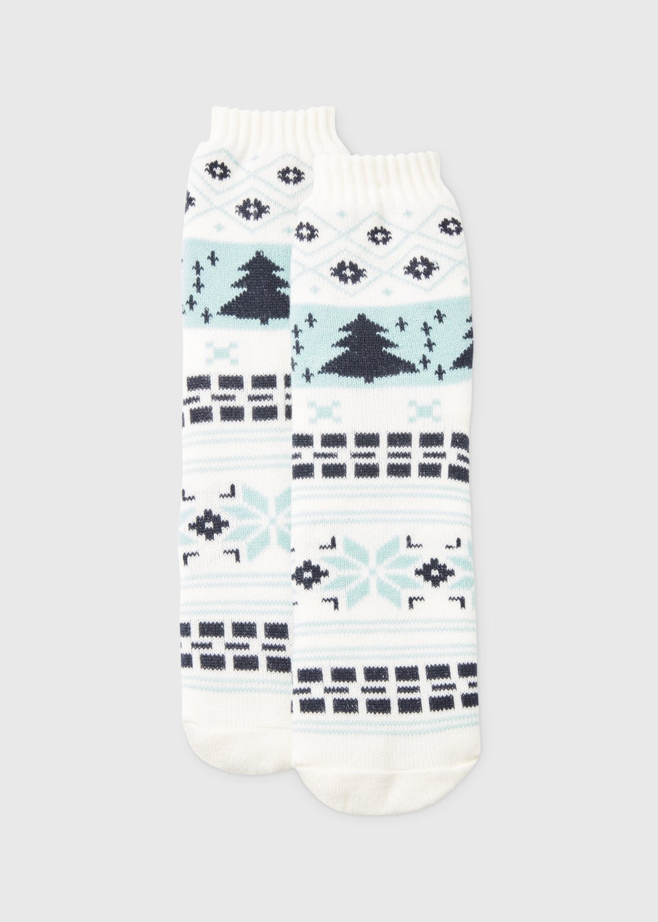 Green Fair Isle Christmas Slipper Socks Matalan