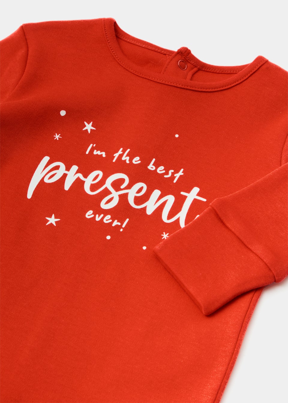 Baby Red Christmas Present Print Sleepsuit Newborn 18mths