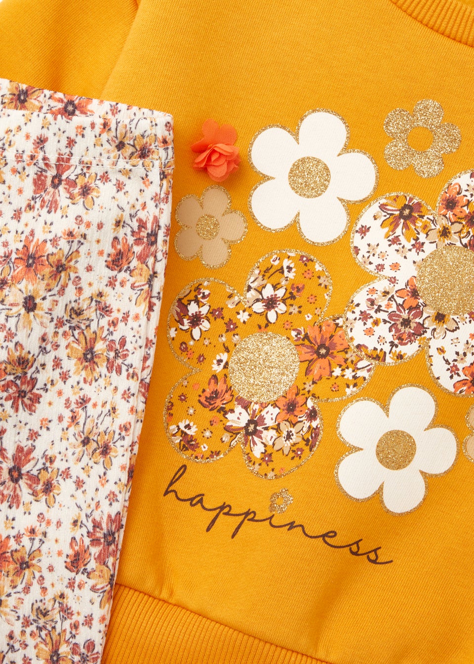 Girls Ochre Floral Sweatshirt & Flared Leggings Set (9mths-6yrs)