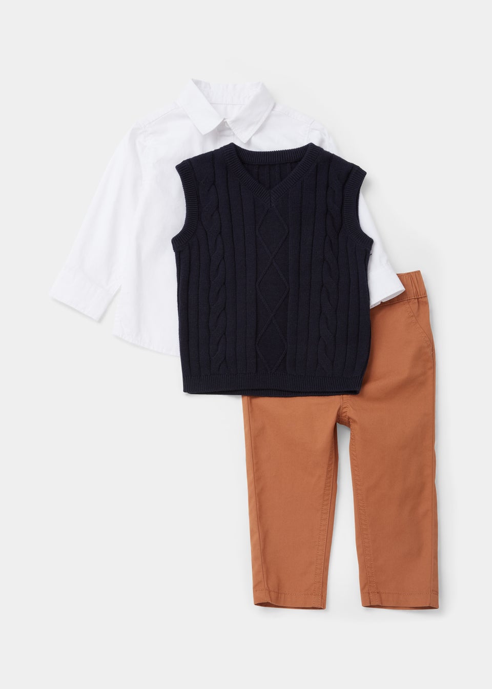 Boys 3 Piece Smart Shirt Vest & Trousers Set (9mths-6yrs)