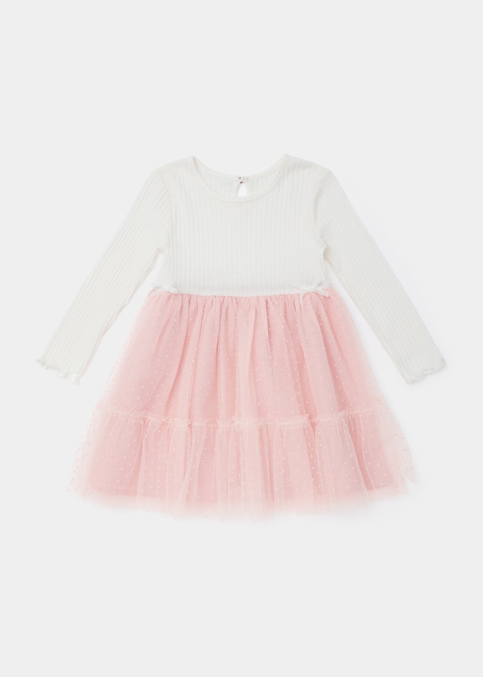 Girls Grey & Pink Ribbed Tutu Dress (9mths-6yrs)
