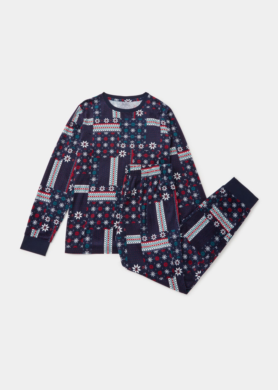 Navy Patchwork Slinky Pyjama Set