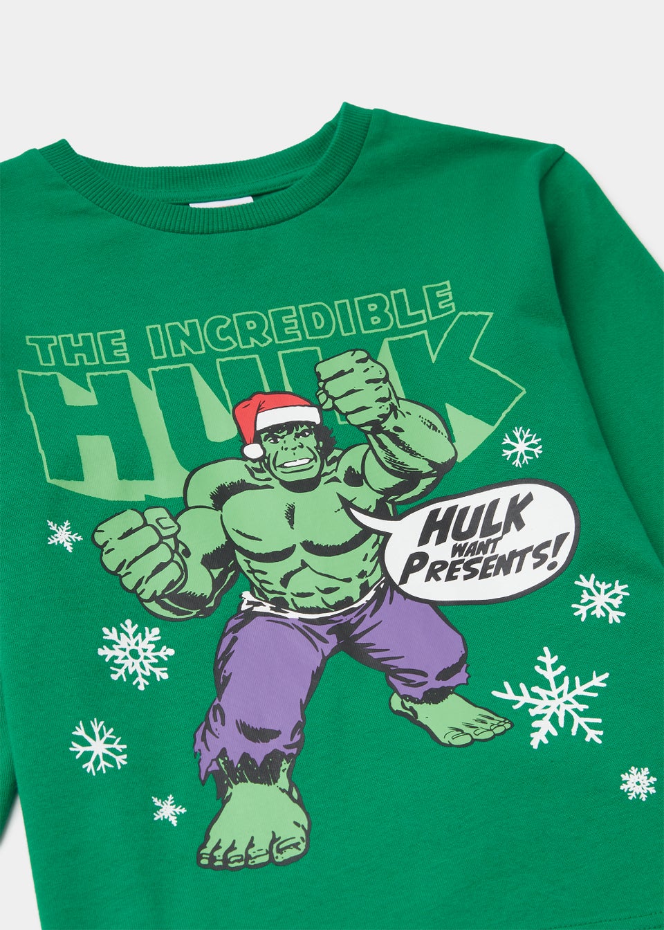 Kids Green Marvel The Hulk Christmas Jersey Pyjama Set (3-12yrs)