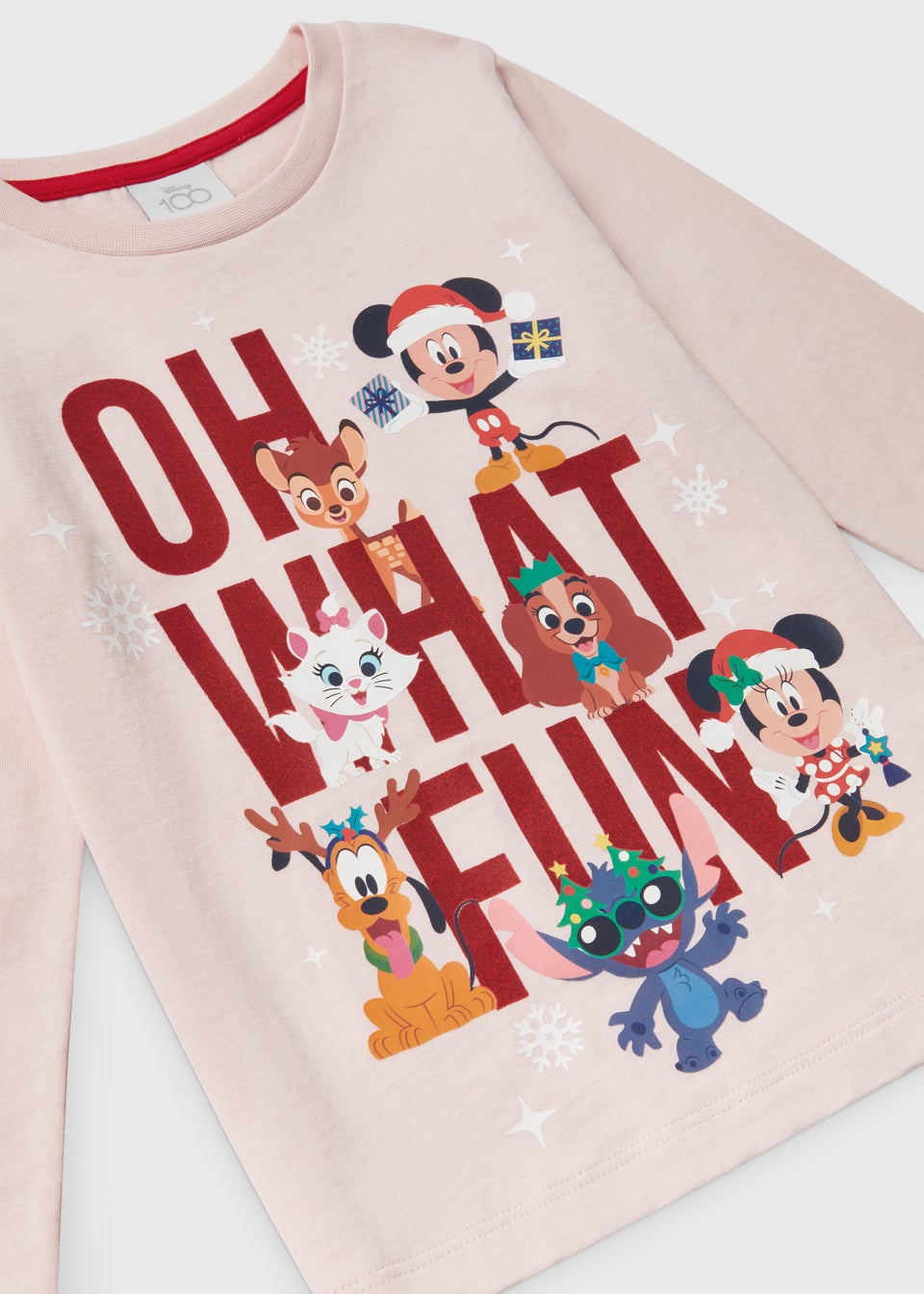 Kids Pink Disney Christmas Long Sleeve T-Shirt (9mths-7yrs)
