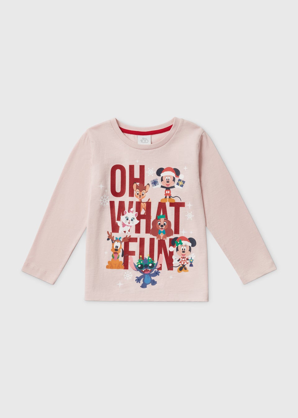 Kids Pink Disney Christmas Long Sleeve T-Shirt (9mths-7yrs)