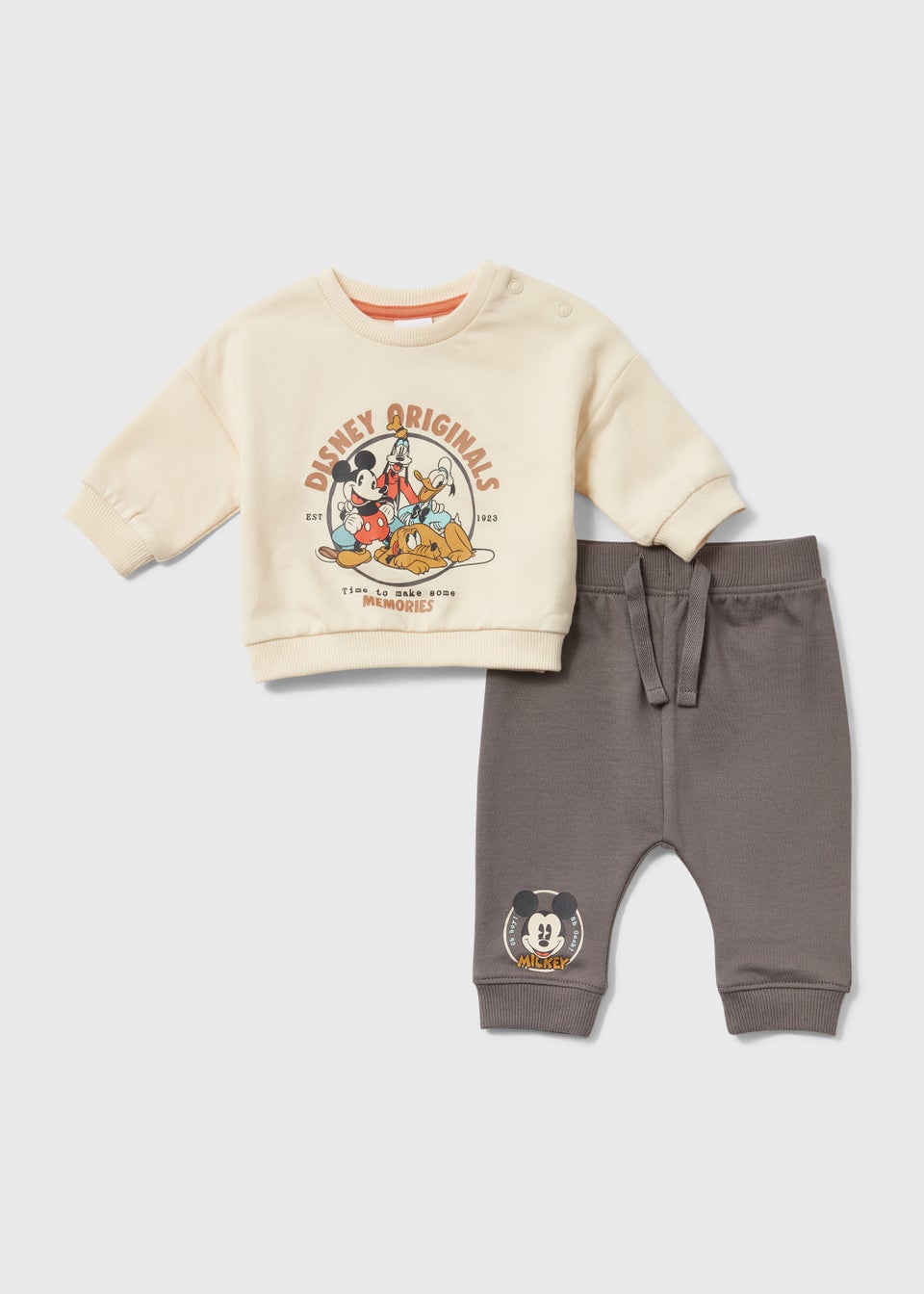 Baby Tan Mickey Mouse Print Sweatshirt & Joggers Set ( Newborn-12mths)