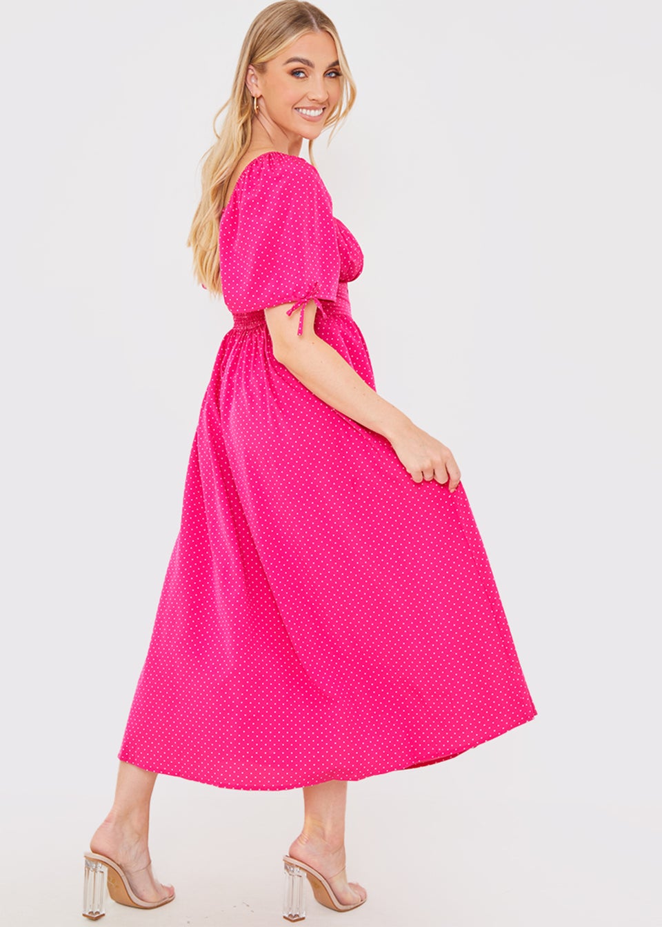 In the Style Jac Jossa Pink Polka Dot Midi Dress Matalan