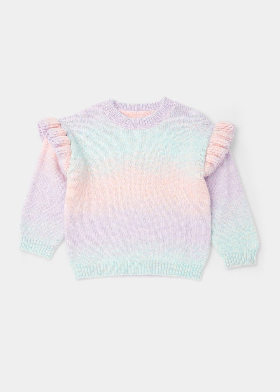 Girls Pink Rainbow Frill Knit Jumper (9mths-6yrs)