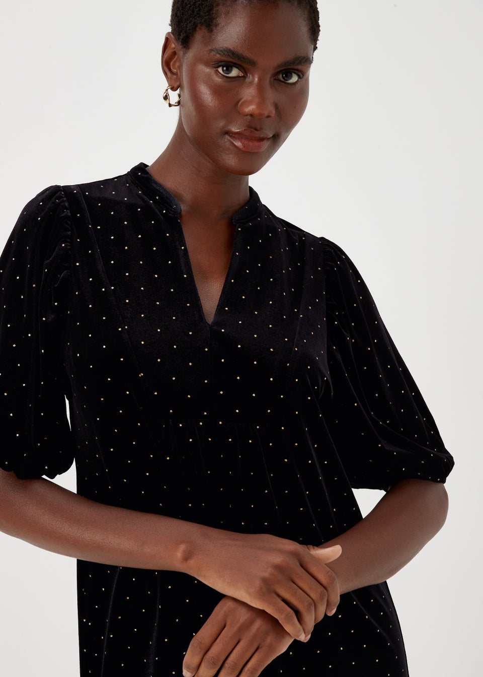Black Velvet Glitter Spot Mini Dress Matalan
