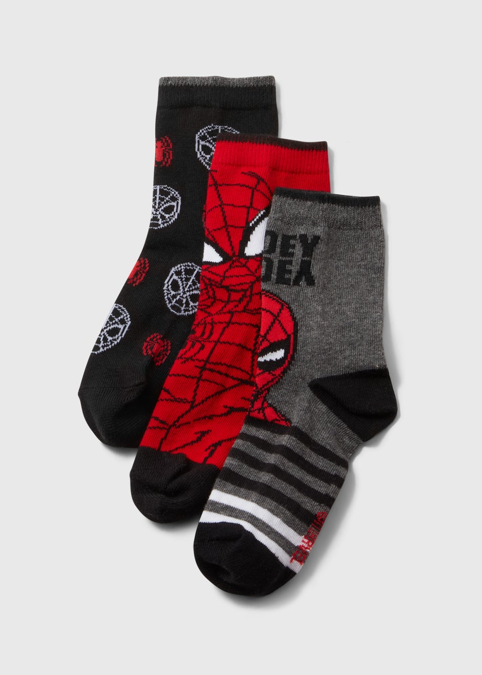 Kids 3 Pack Red Spider-Man Print Socks (Younger 6-Older 6.5)