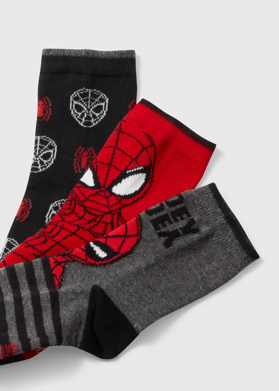 Kids 3 Pack Red Spider-Man Print Socks (Younger 6-Older 6.5)